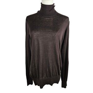 NWT Worth NY Chocolate Chip Cotton Turtleneck Pullover Sweater Large $298